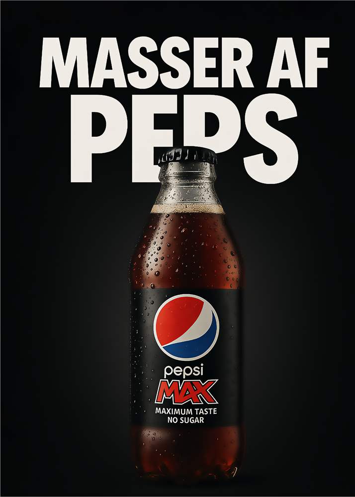 Pepsi Max: Uden Sukker, Fulde Smagsoplevelser plakat