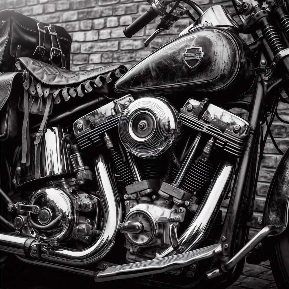 Vintage Motorcykel i Sort-Hvid Elegance plakat