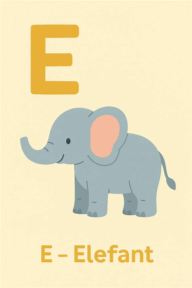 Lær alfabetet med den søde elefant plakat