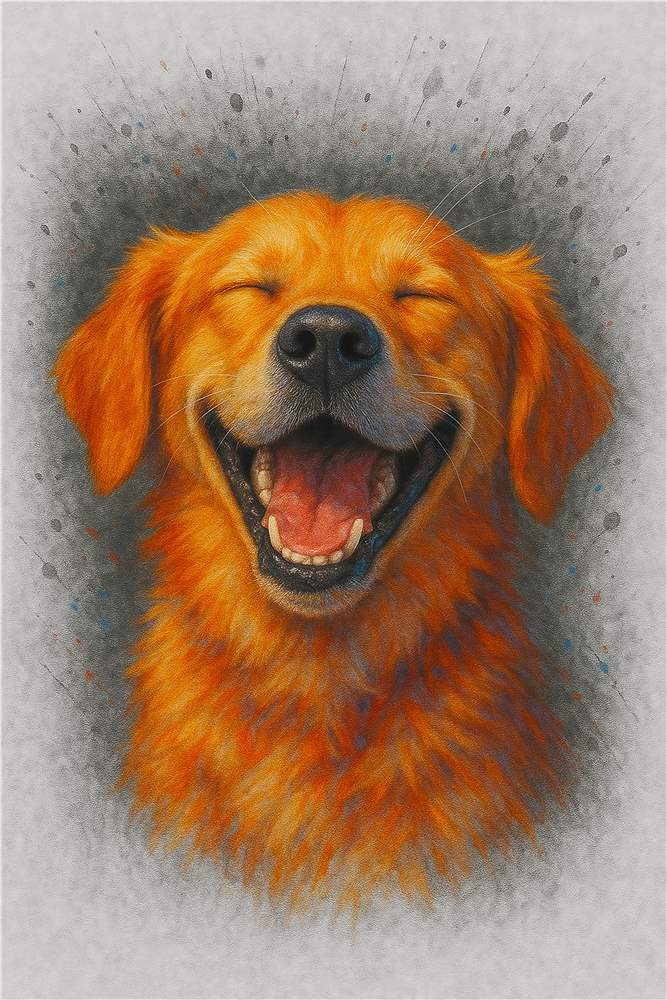 Glædelig hund med smilende ansigt plakat