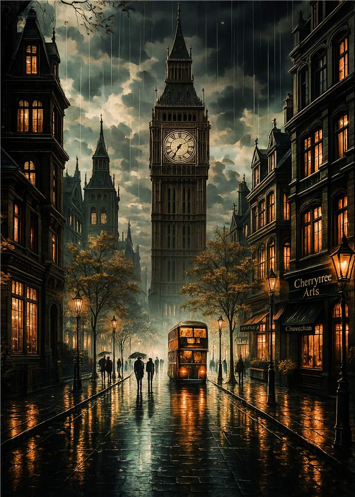 Regnfuld Romantik ved Big Ben plakat