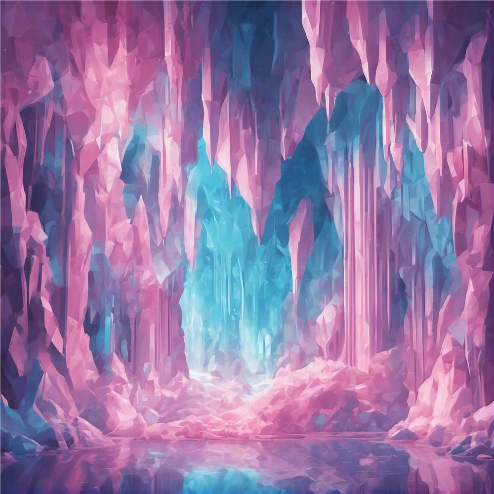 Magisk Isgrotte med Farverige Nuancer plakat