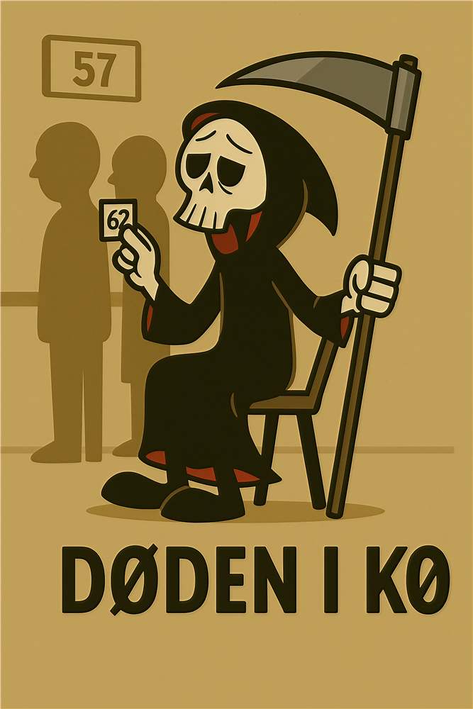 Døden i Ventetid: En Humoristisk Illustration plakat