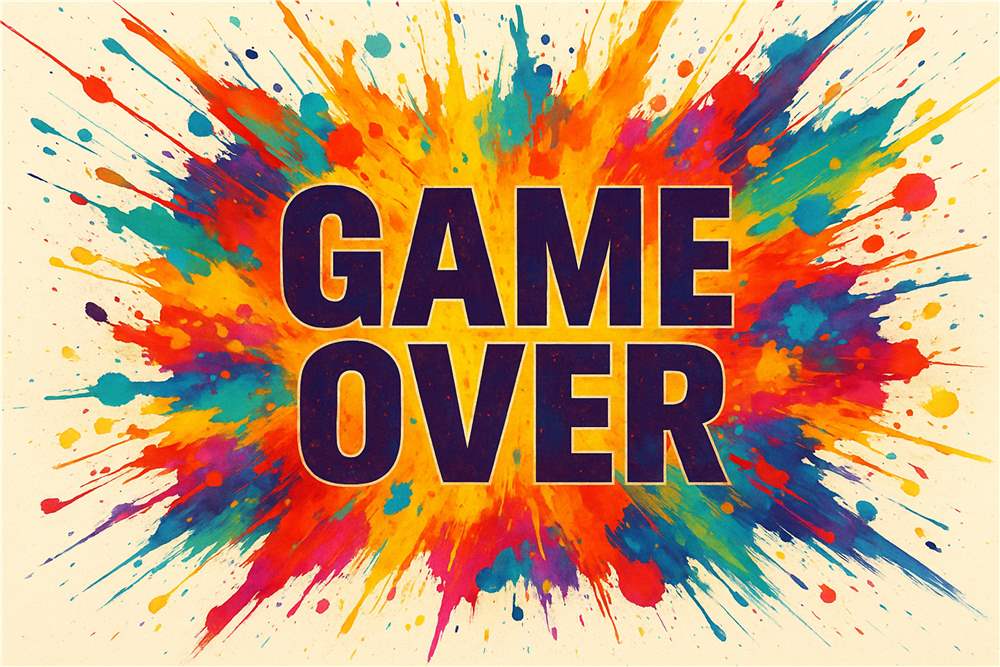 Sprudlende GAME OVER Kunstværk plakat