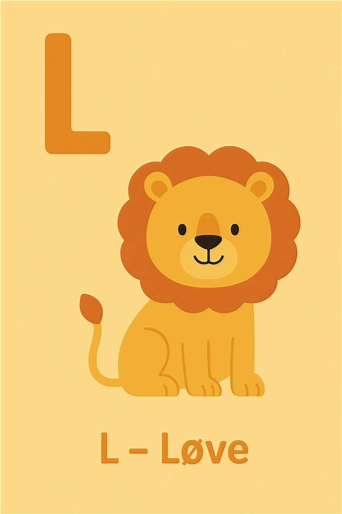 Farverig Løve - Barnets ABC plakat