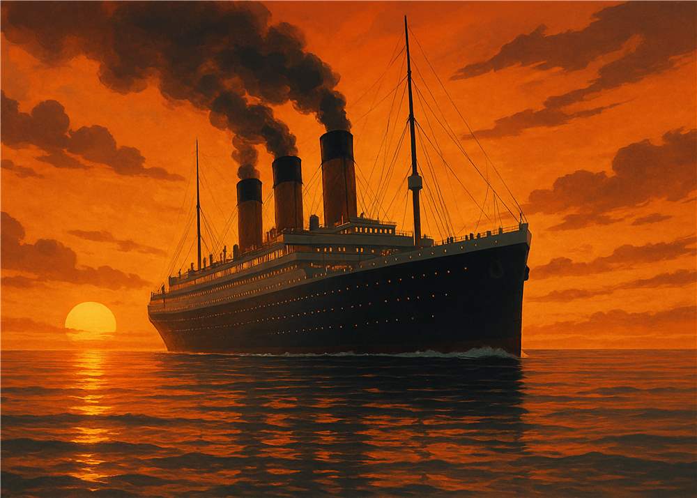 Titanic i solnedgangens glød plakat