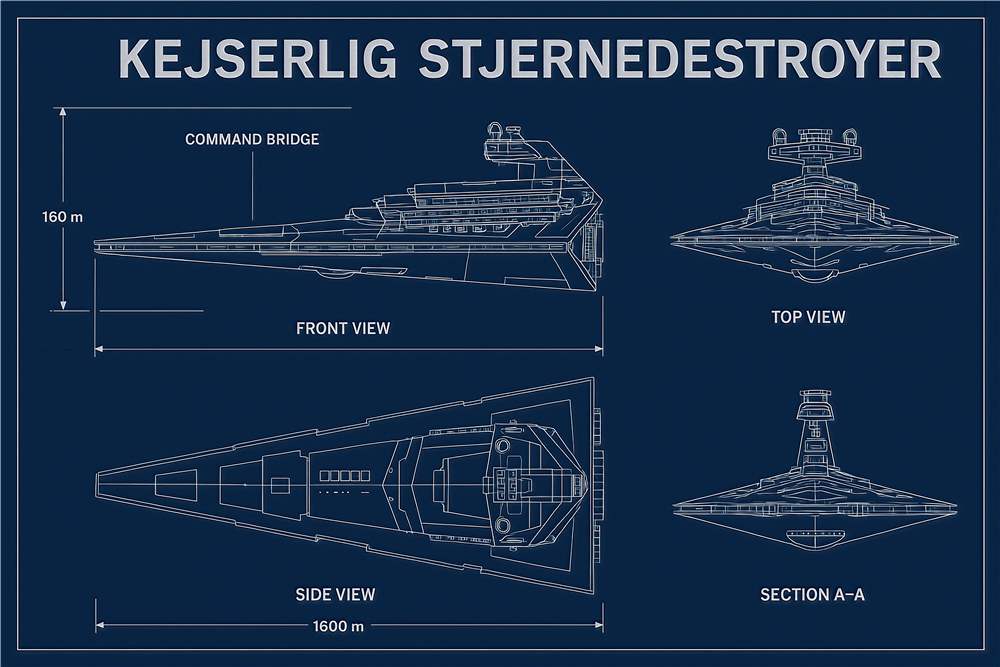 Detaljeret Tegning af Kejserlig Stjernedestroyer plakat