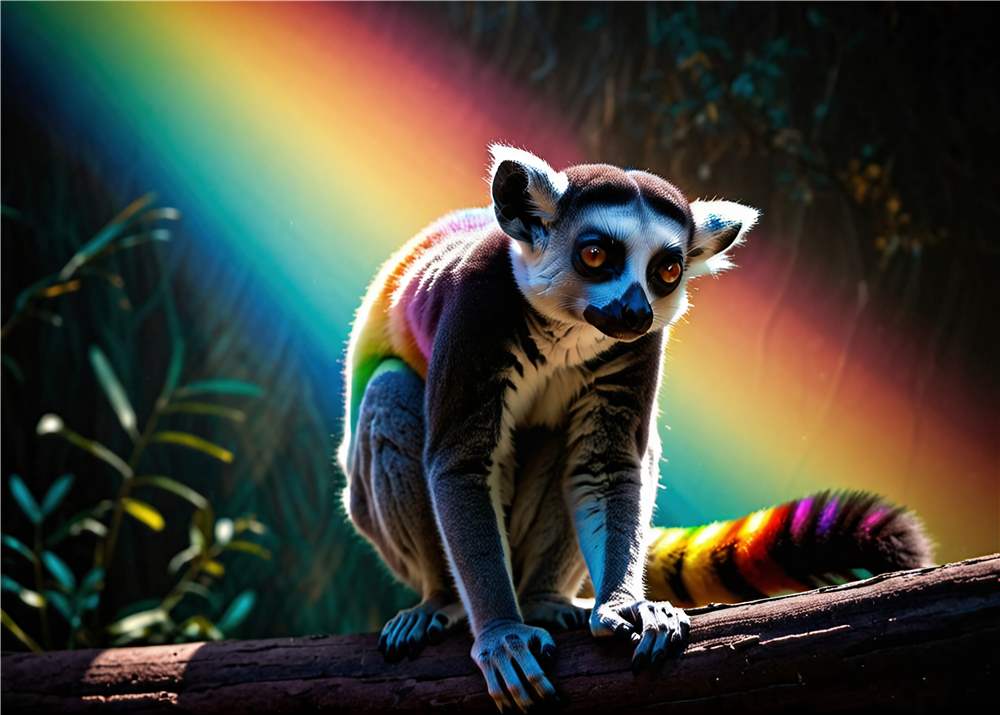 Lemur med Regnbue magi plakat