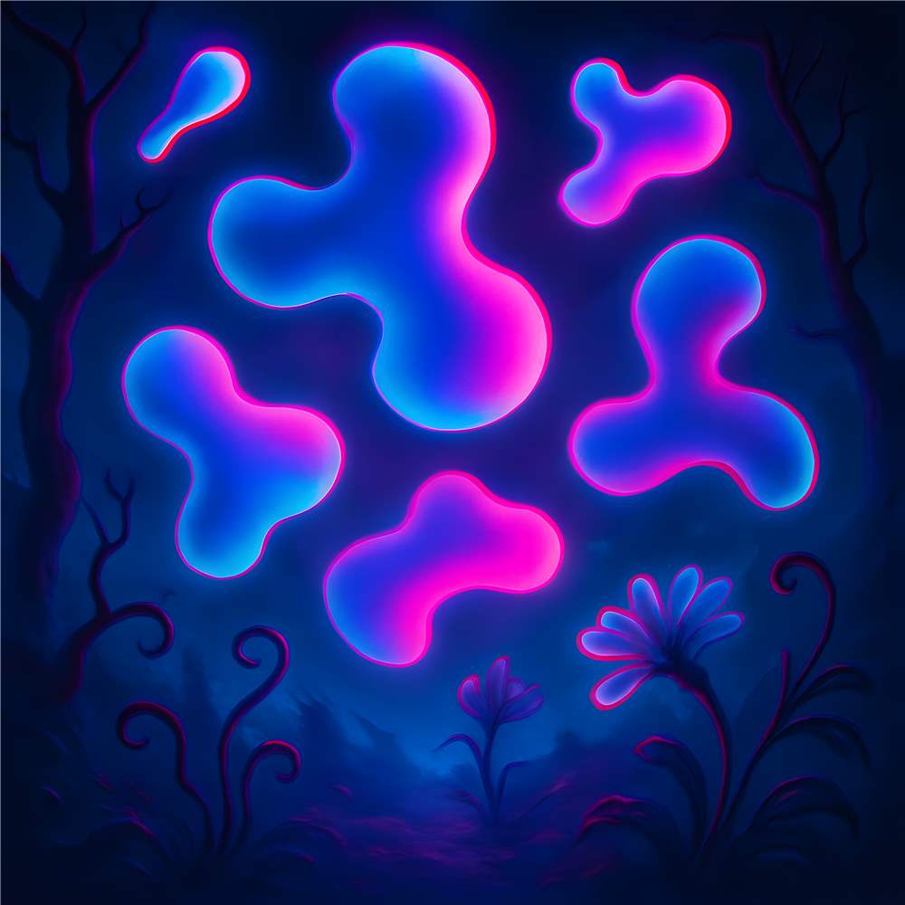 Neon Drømme: Et Abstrakt Univers plakat