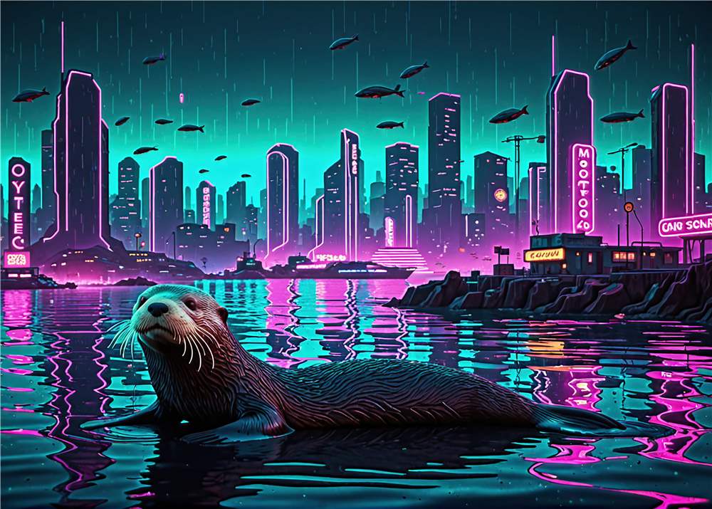 Neonbyen med Otte: Fremtidens Havliv plakat