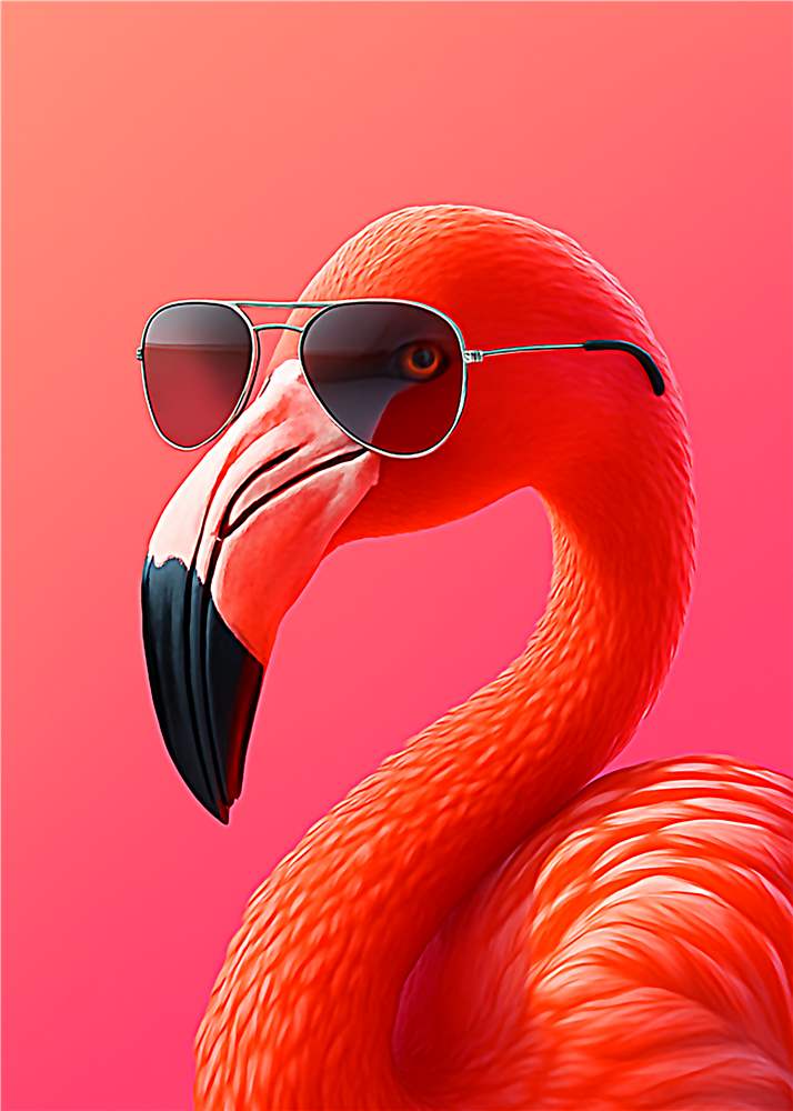 Trendy Flamingo med Stilfulde Solbriller plakat