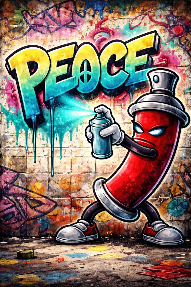 Farverig Graffiti med Budskab om Fred plakat