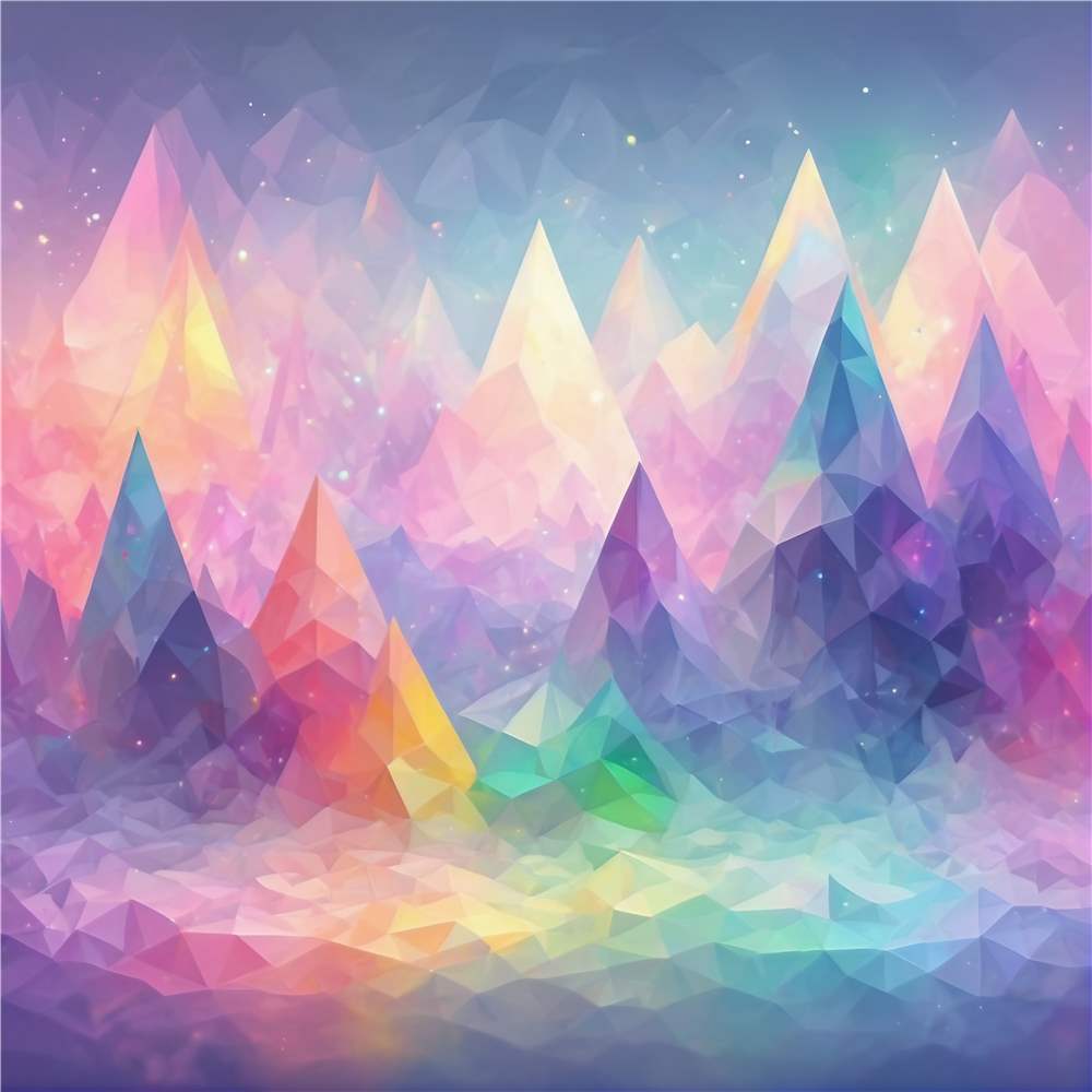 Drømmende Geometriske Bjerge i Pastelfarver plakat