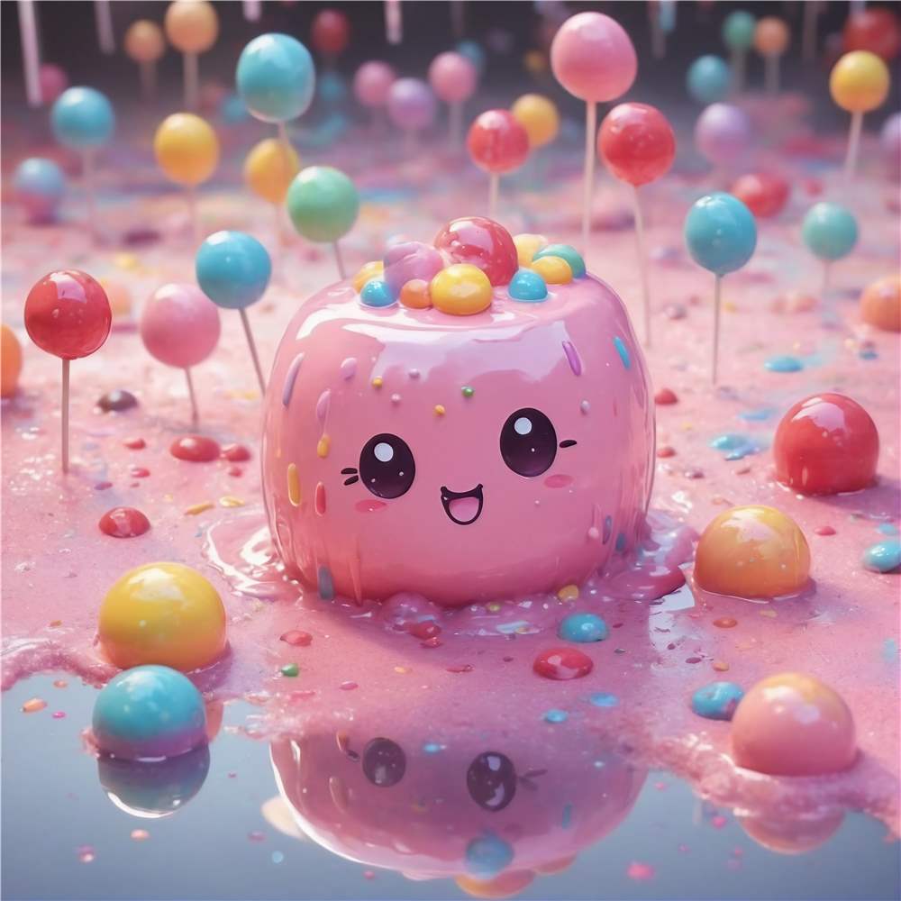 Sødt Pink Dessert med Farverig Magi plakat
