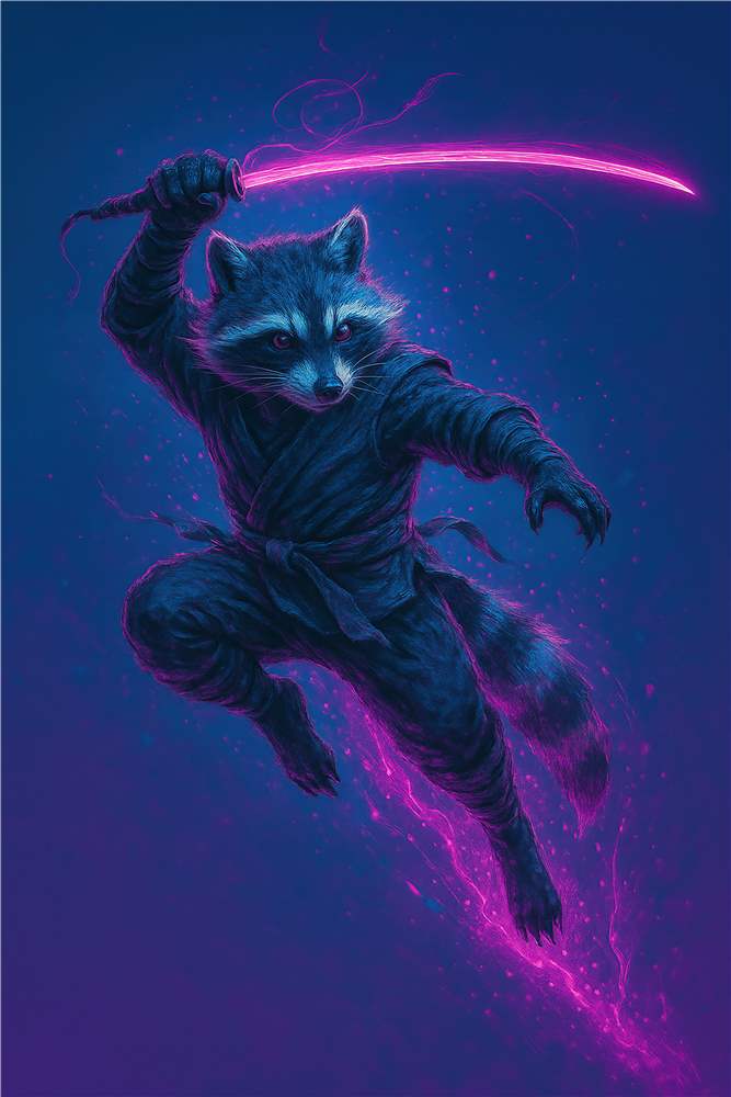 Neon Ninja Vaskebjørn på Eventyr plakat