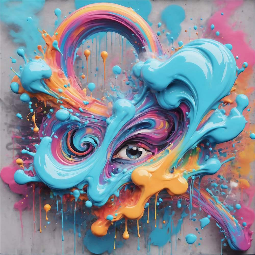 Farverigt Abstrakt Øje i Splashing Kunst plakat