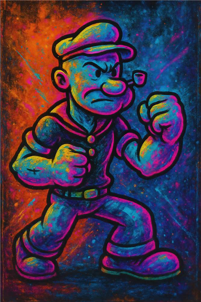 Kraftfuld og Farverig Popeye Kunst plakat