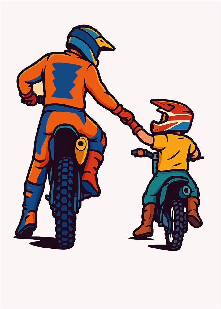 Far og søn på eventyrlig motorcykeltur plakat