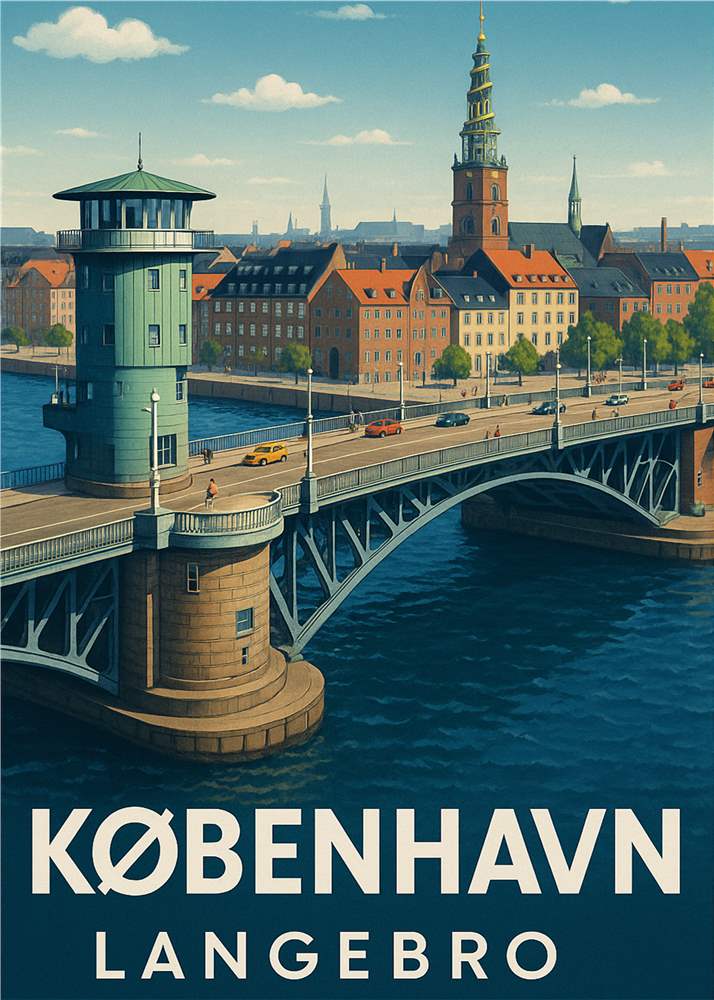 København: Udsigt over Langebro plakat
