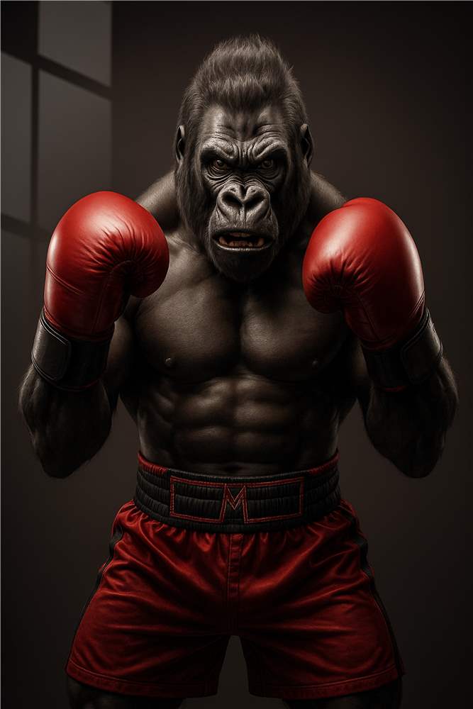 Kraftfuld Gorilla i Bokserens Ringe plakat