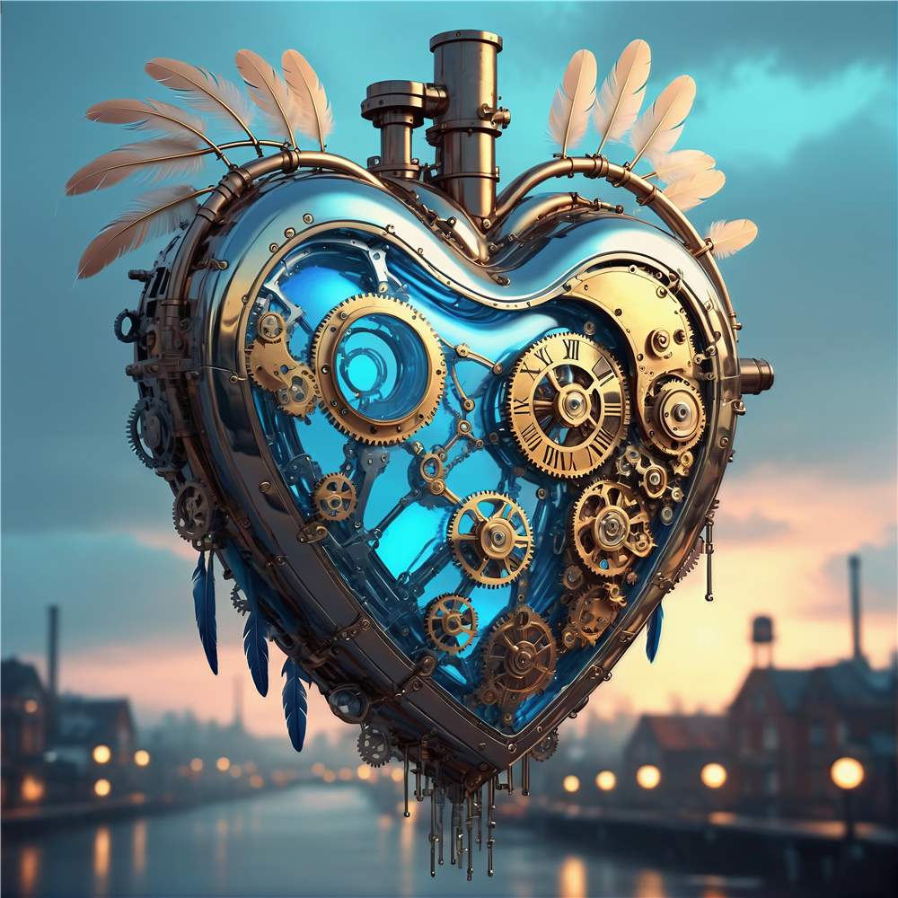Steampunk Hjerte med Mekaniske Gear plakat