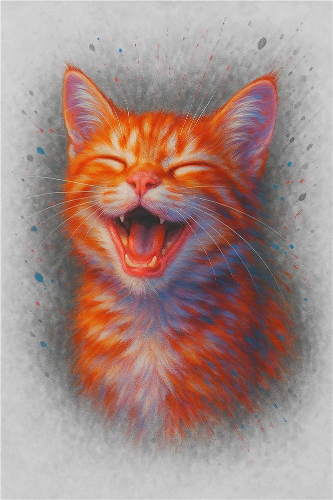 Glæde i Grøn: Den Sprudlende Orange Kat plakat