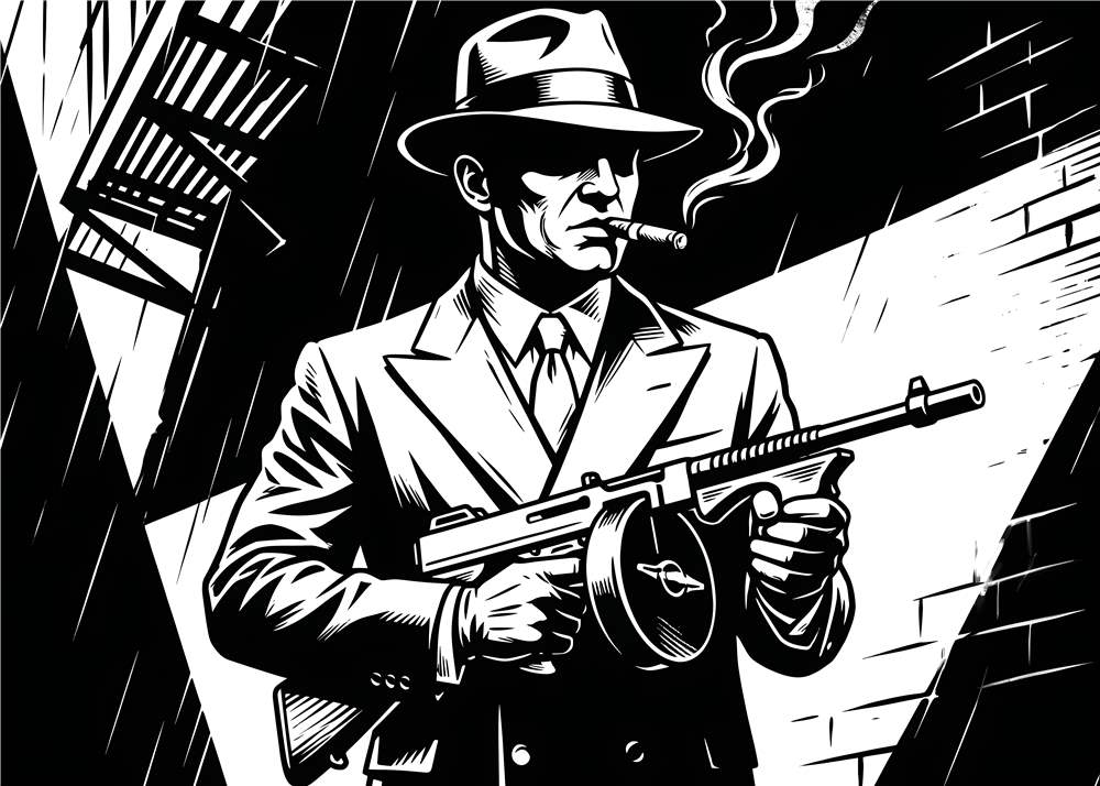 Gangster med stil: Vintage noir illustration plakat