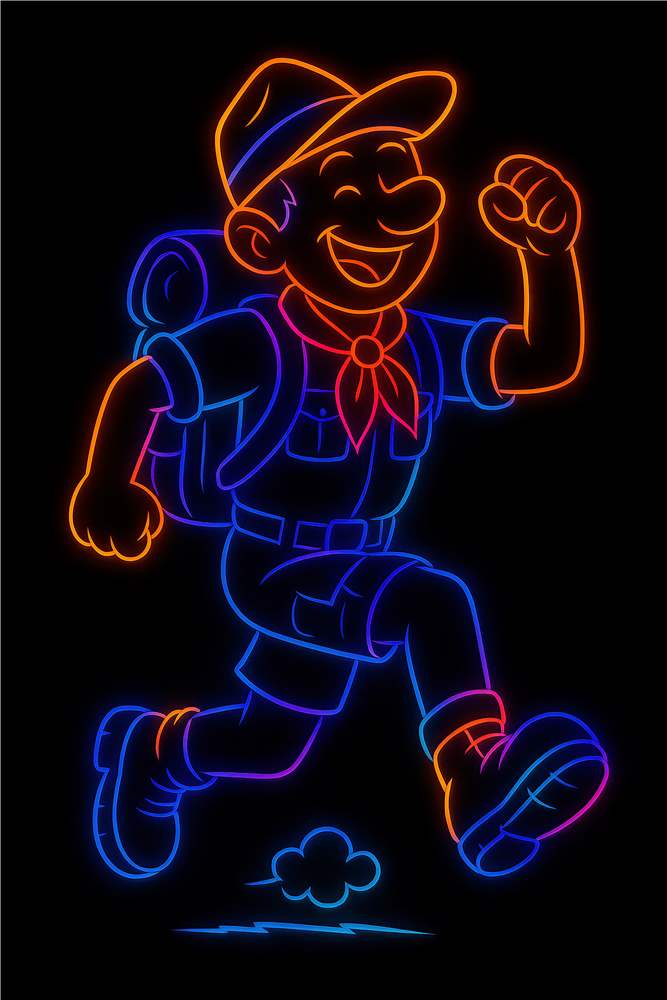 Neonfarvet Glad Vandrer plakat
