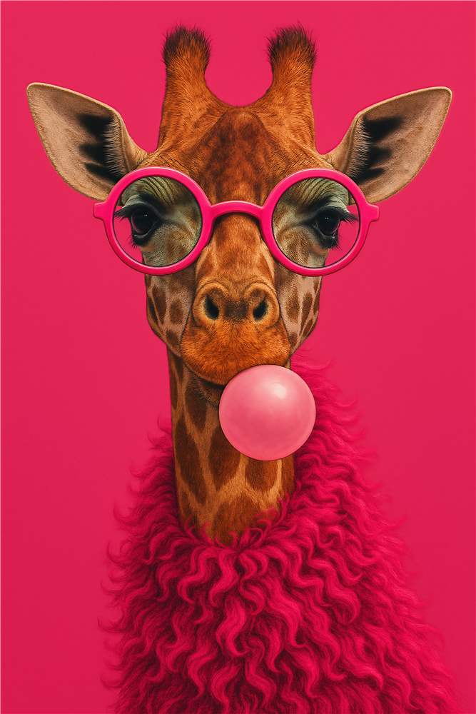 Hip Giraffe med Briller og Bublegummi plakat