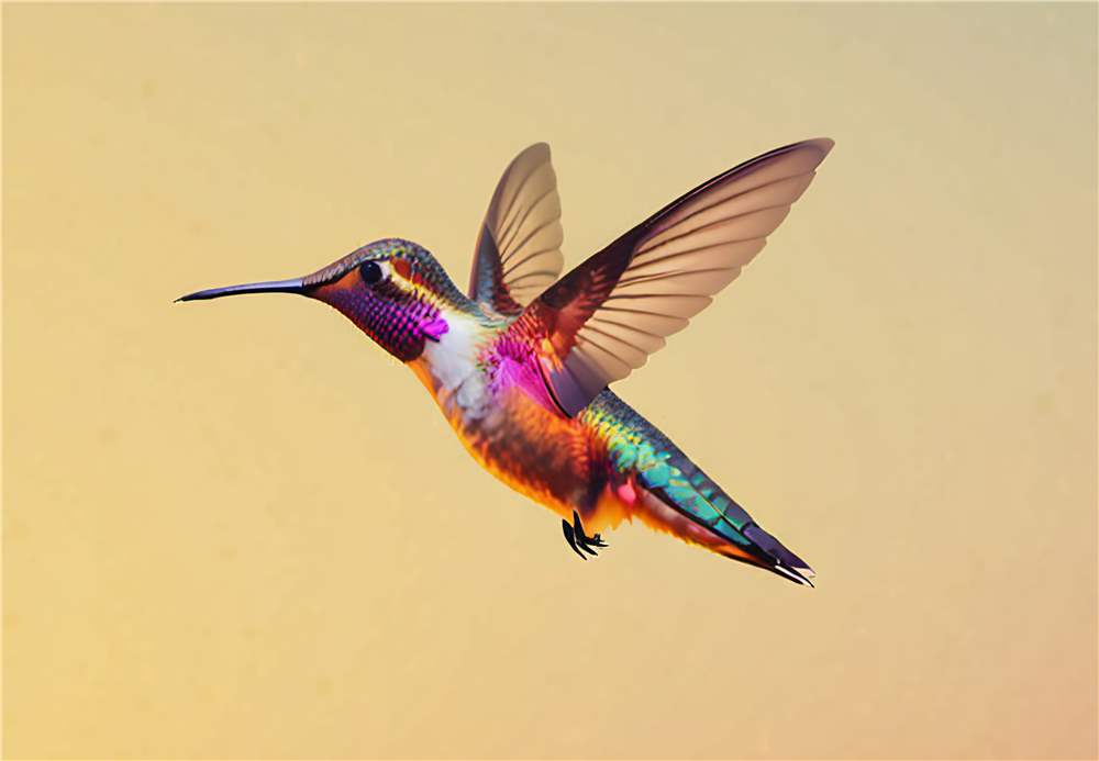Svævende Kolibri med Farverige Fjer plakat