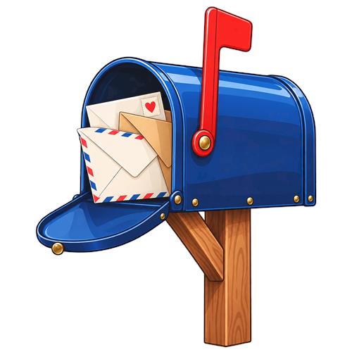 Blå amerikansk postkasse med breve