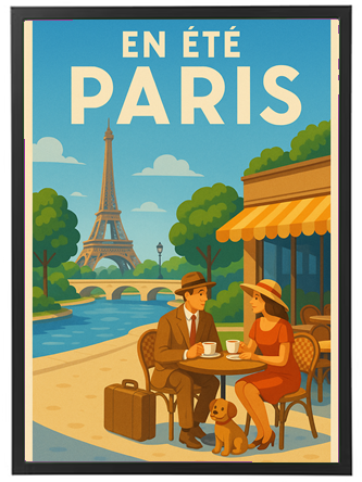 Et romantisk cafébesøg i Paris med Eiffeltårnet i baggrunden.