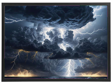 Et dramatisk billede af mørke skyer og lyn, der oplyser nattehimlen.