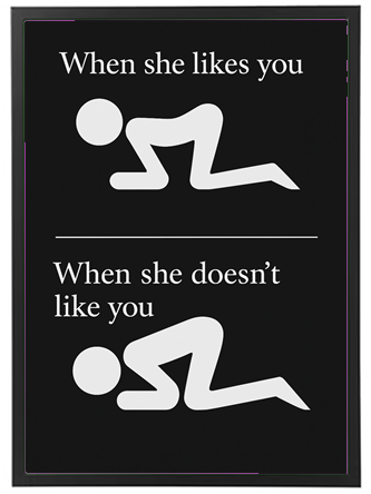 Et humoristisk billede, der viser forskellen på, hvordan en person reagerer, når de er elsket versus ikke elsket.