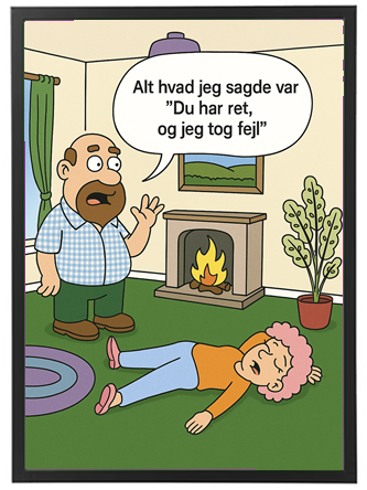 En mand taler til en kvinde, der ligger ned, efter at han har sagt noget, der gik galt.