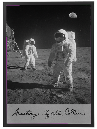 Billede af astronauter på Månen under Apollo 11 missionen.