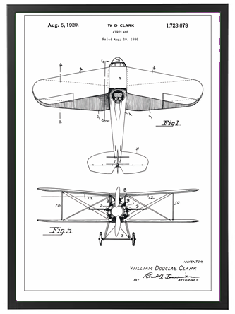 En teknisk illustration af et fly med detaljerede mål og beskrivelser.