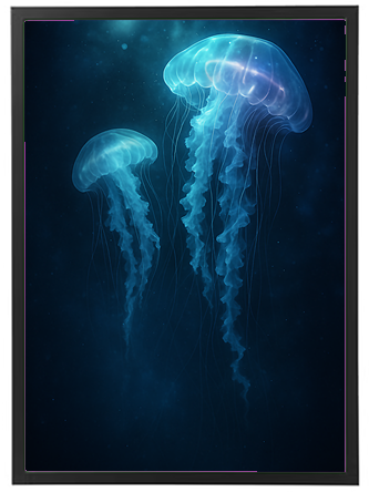 To smukke maneter svømmer elegant gennem det mørke hav.