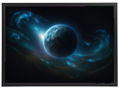 En kunstnerisk fremstilling af Jorden omgivet af lysende kosmiske bølger.