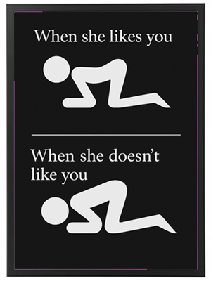 Et humoristisk billede, der viser forskellen på, hvordan en person reagerer, når de er elsket versus ikke elsket.