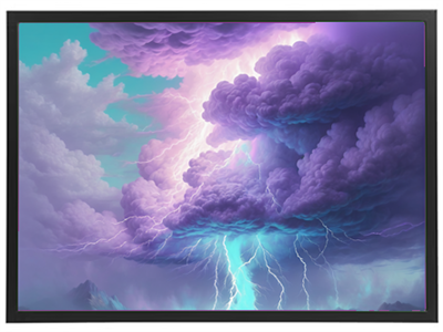 En dramatisk himmel fyldt med mørke, skyer og lyn, der lyser op i natten.