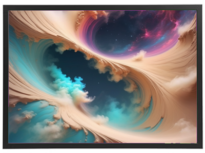 En farverig og drømmende abstrakt komposition, der kombinerer himmel og skyer.