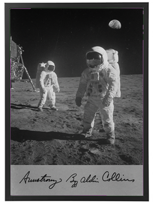 Billede af astronauter på Månen under Apollo 11 missionen.