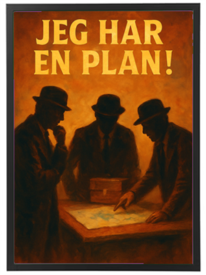 Tre silhuetter diskuterer en plan over et kort med fokus på samarbejde.