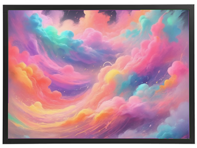 En farverig og drømmende himmel med nuancer af pink, blå og lilla.