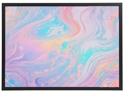 Et farverigt abstrakt billede med pastel svulmende mønstre i blå, pink og lilla nuancer.