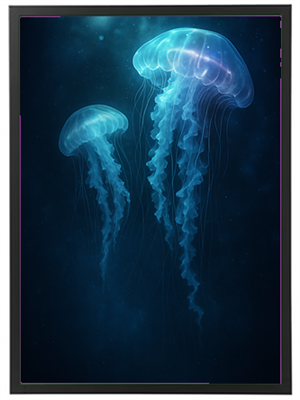 To smukke maneter svømmer elegant gennem det mørke hav.