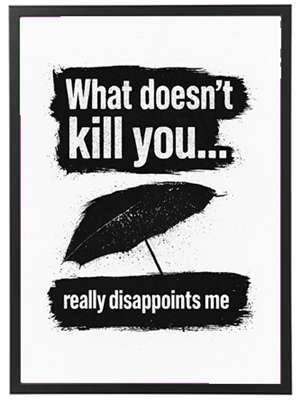 Et billede med et humoristisk citat, der udtrykker skuffelse over livets udfordringer.