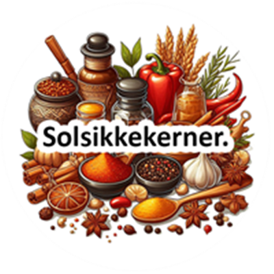 Et farverigt udvalg af krydderier, frø og ingredienser til madlavning.