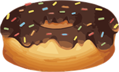 En appetitlig donuts dækket af chokoladeglasur og pyntet med farverige strøssel.